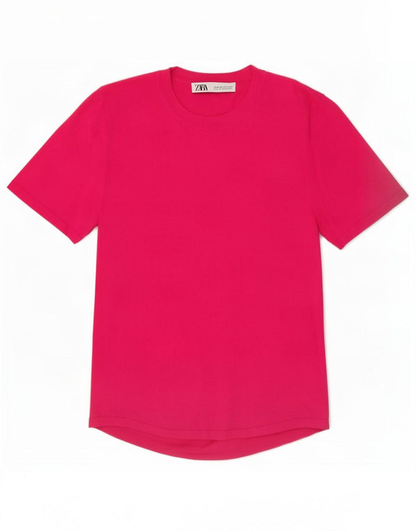 T-shirt damski Zara Top UK 12 Średni różowy wiskoza