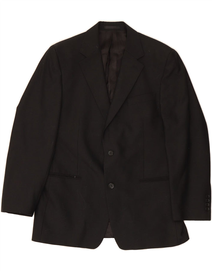 DOUGLAS Mens 2 Button Blazer Jacket UK 38 Medium Black Vintage Douglas and Second-Hand Douglas from Messina Hembry 