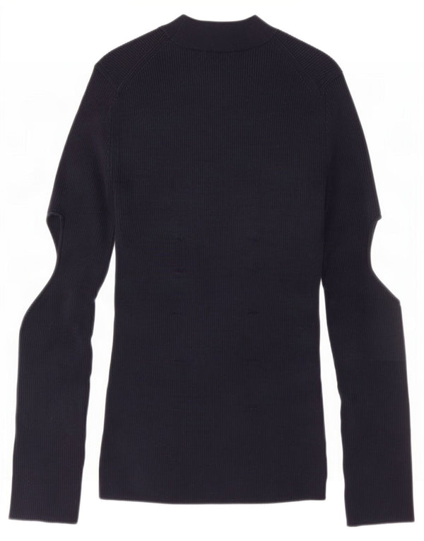Cos Womens Turtle Neck Jumper Sweater UK 12 Medium Navy Blue Cotton