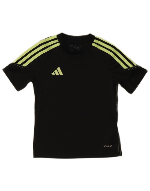 Adidas Chłopięcy T-shirt Top 7-8 Lat Czarny Poliester Sport
