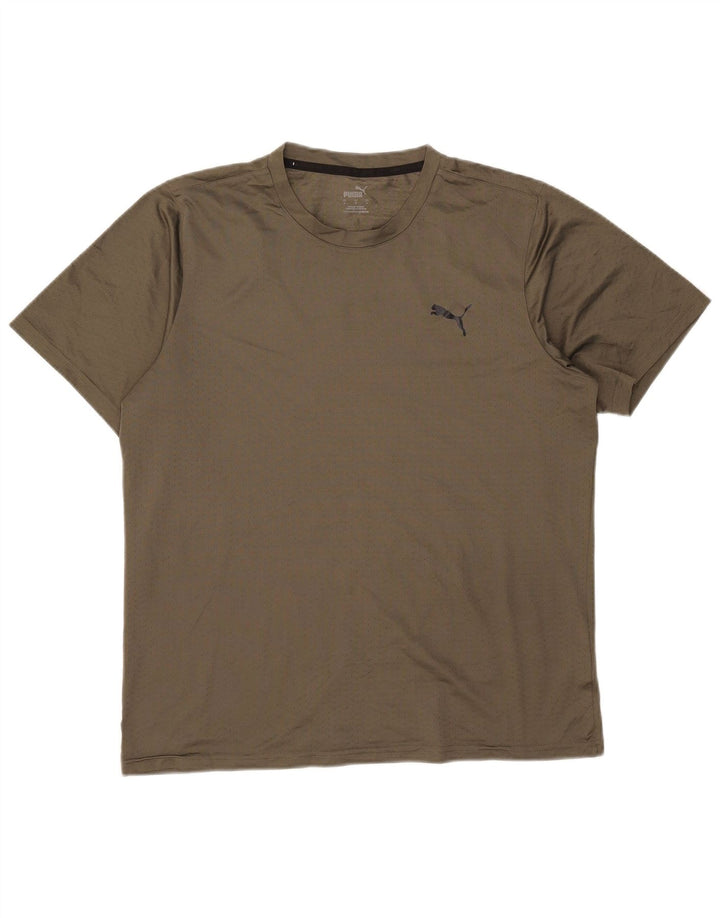 Męski T-shirt Puma Top, duży, khaki, poliester
