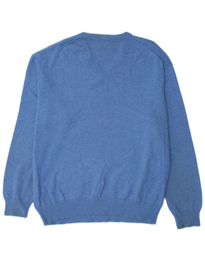 Męski sweter GANT z dekoltem w kształcie litery V, XL, niebieski, bawełniany