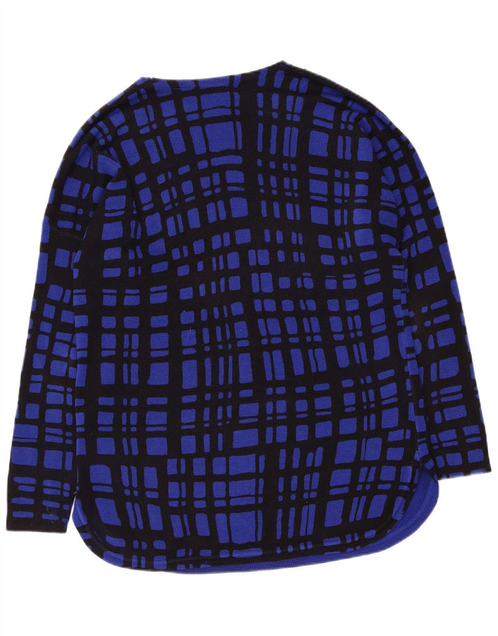 MARKS & SPENCER Damski sweter z dekoltem w łódkę UK 12, średnia niebieska kratka