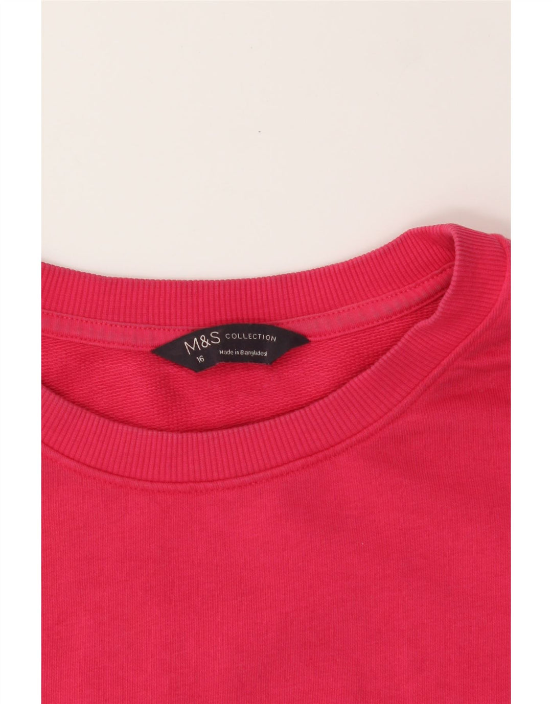 MARKS & SPENCER Womens Sweatshirt Jumper UK 16 Large Pink Cotton Vintage Marks & Spencer and Second-Hand Marks & Spencer from Messina Hembry 