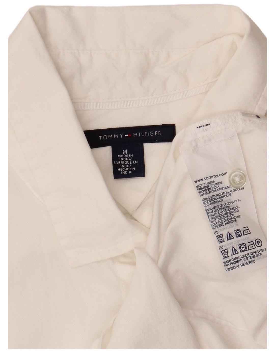 Damska bluzka koszulowa z krótkim rękawem TOMMY HILFIGER UK 14 Średnia biała bawełna