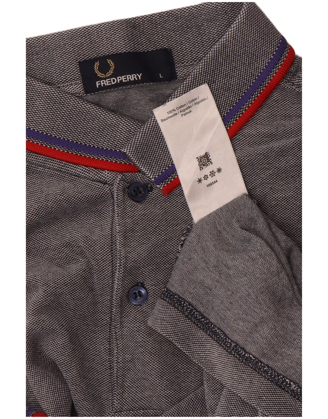 Męska koszulka polo Fred Perry, duża, szara, bawełniana w paski