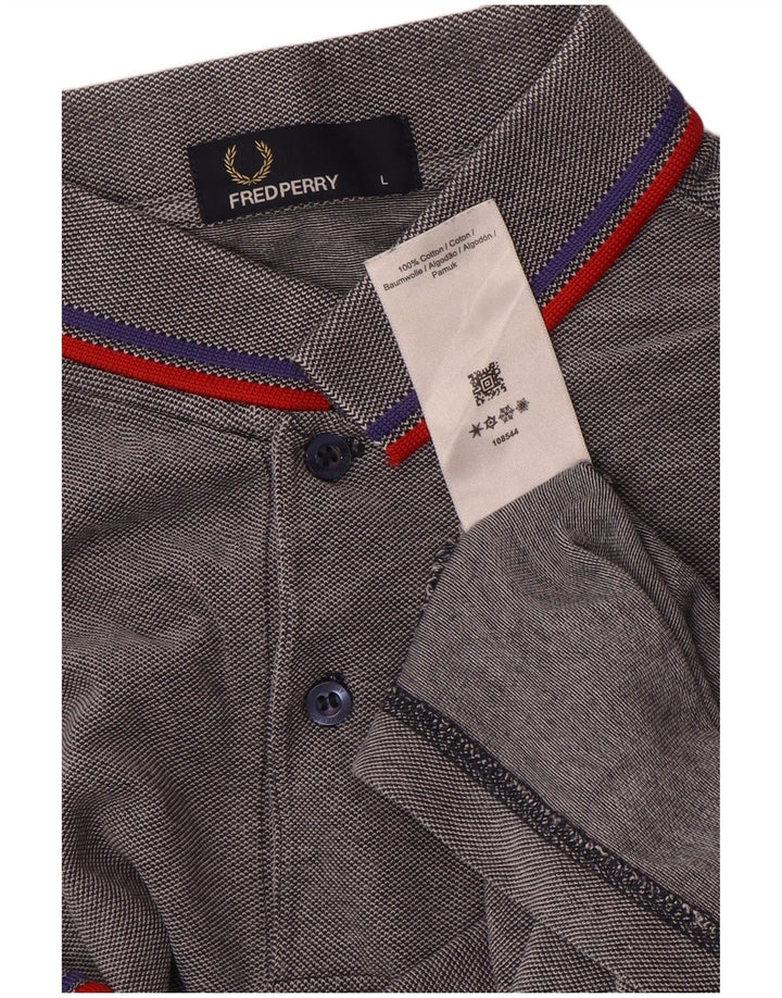 Męska koszulka polo Fred Perry, duża, szara, bawełniana w paski