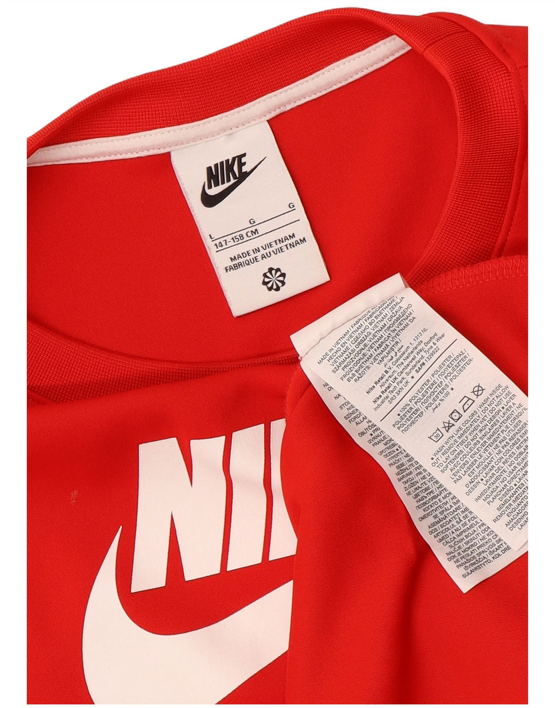 Chłopięcy top z grafiką NIKE z długim rękawem, 12-13 lat, duży, czerwony, z blokami kolorów