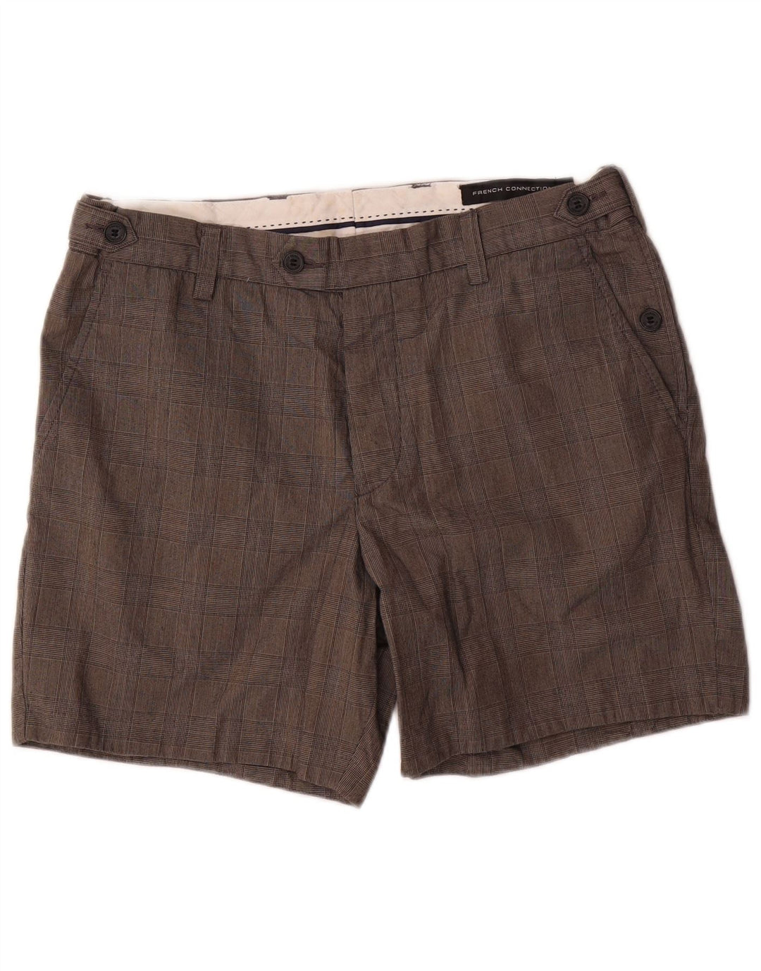 Męskie spodenki Chino French Connection W34, duże, szare, bawełniane w kratkę