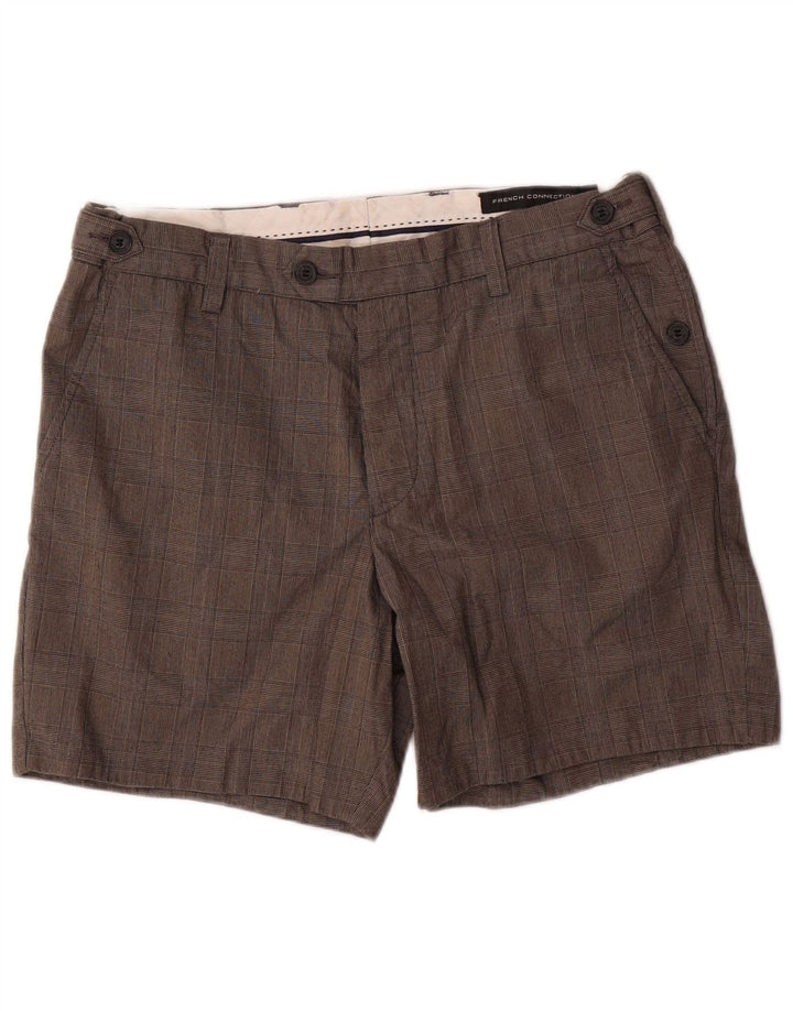 Męskie spodenki Chino French Connection W34, duże, szare, bawełniane w kratkę