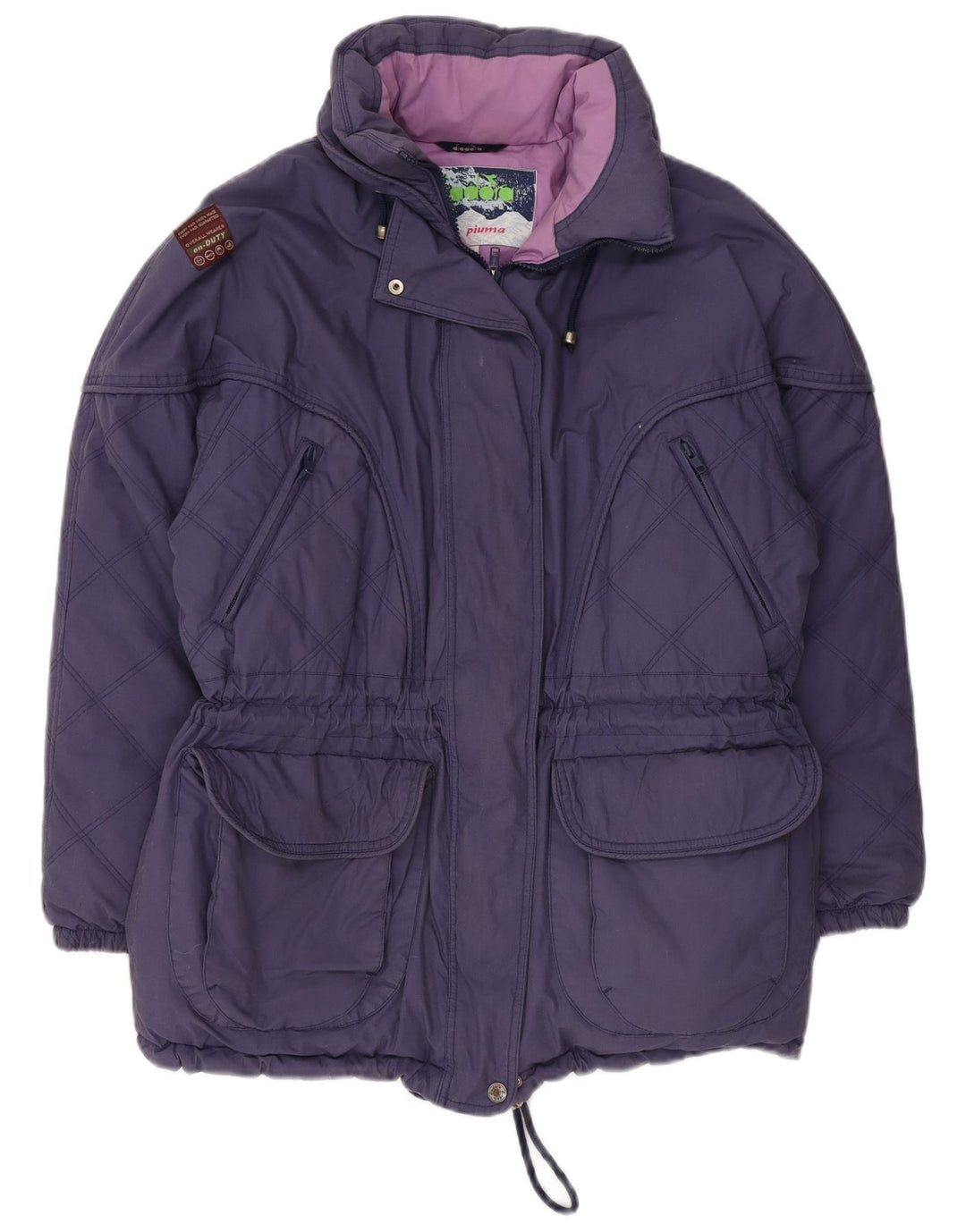 Damska, oversize'owa kurtka ocieplana DIADORA UK 10, mała, granatowa, z poliestru