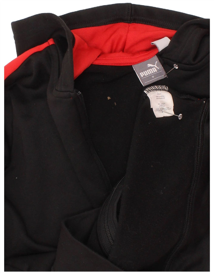 Chłopięcy sweter Puma z kapturem i zamkiem, 7-8 lat, czarny poliester z blokami kolorów