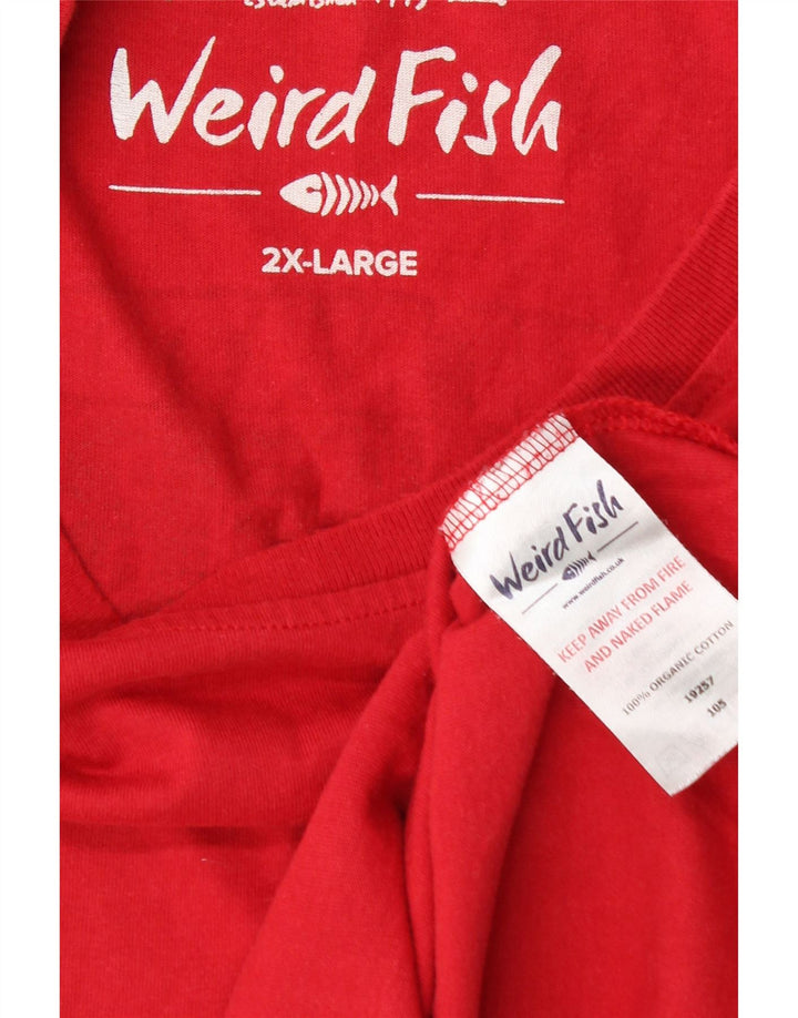 Męska koszulka graficzna WEIRD FISH Top 2XL, czerwona, bawełniana