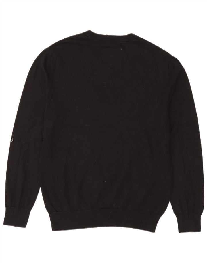 Jack Wills Męski sweter z dekoltem w kształcie litery V, duży, czarny, bawełniany