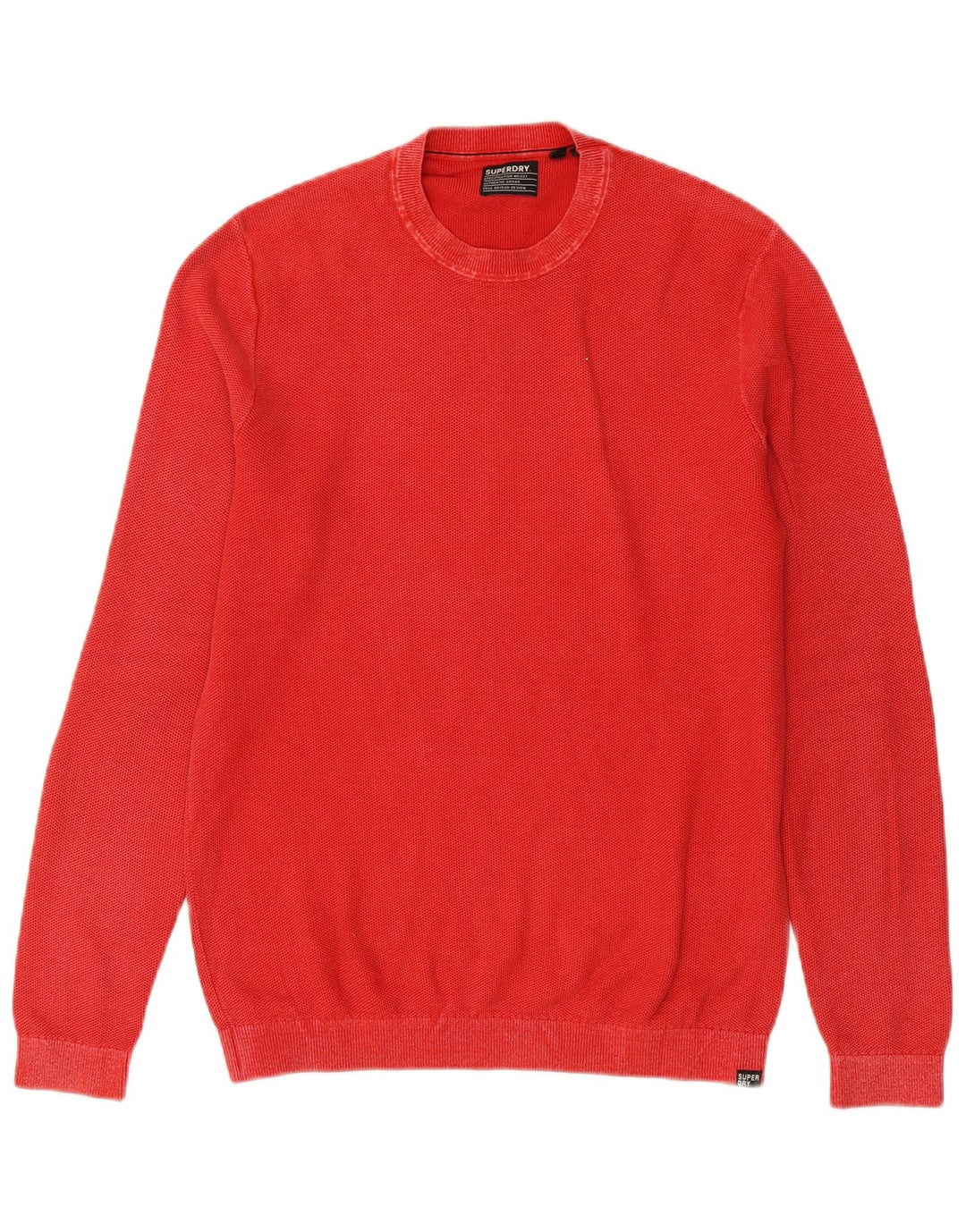 Męski sweter z okrągłym dekoltem Superdry, średnioczerwony, bawełniany