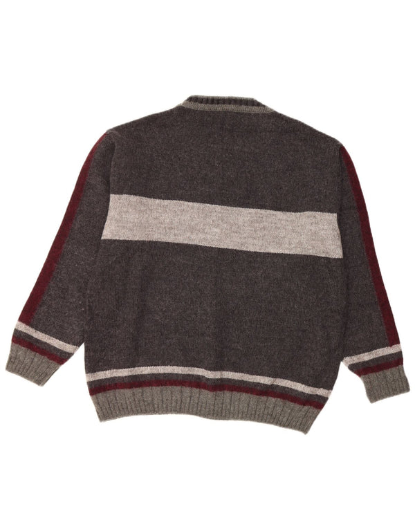 COMMANDER Mens Crew Neck Jumper Sweater IT 52 Large Grey Colourblock Wool