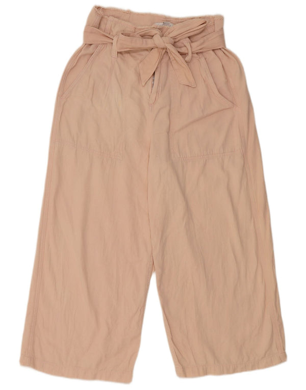 Damskie spodnie capri z wysokim stanem Topshop UK 12 Medium W30 L21 Różowa bawełna