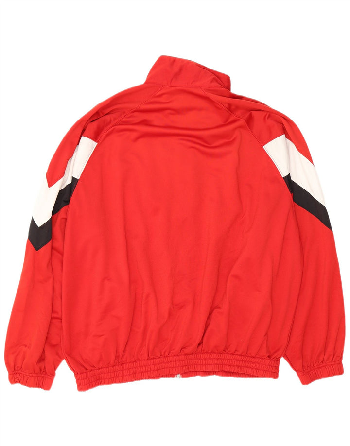 C&A Mens Loose Fit Tracksuit Top Jacket Large Red Colourblock Polyester