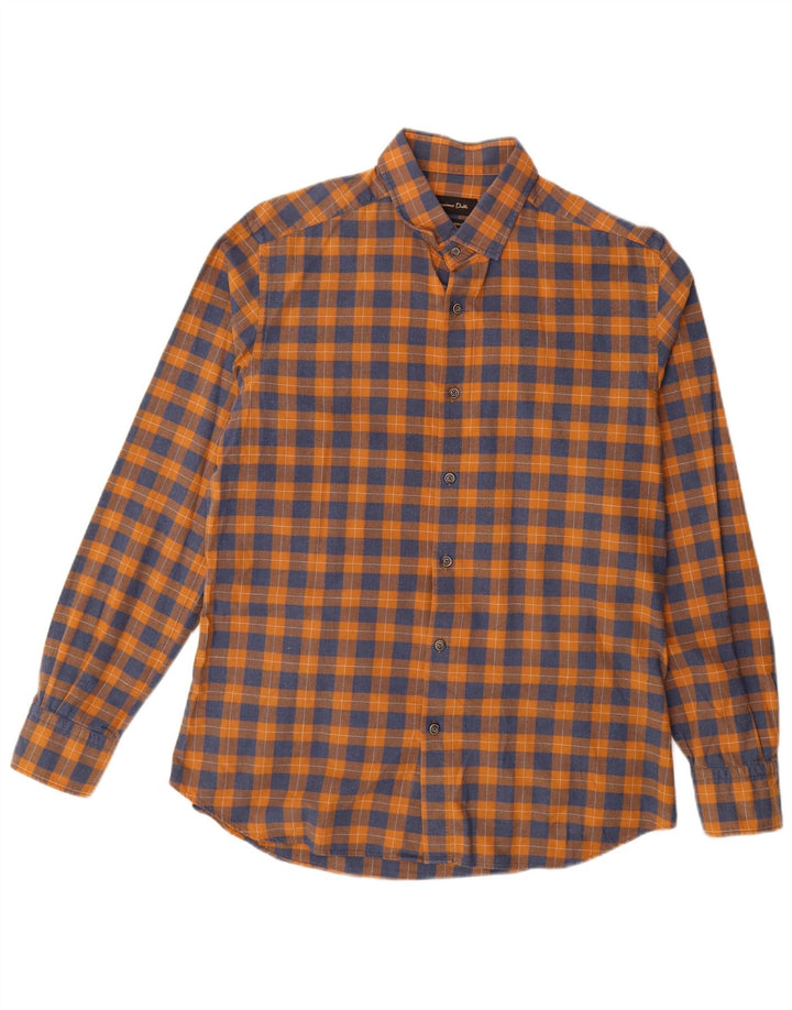 Męska koszula flanelowa Massimo Dutti w dużą pomarańczową kratkę