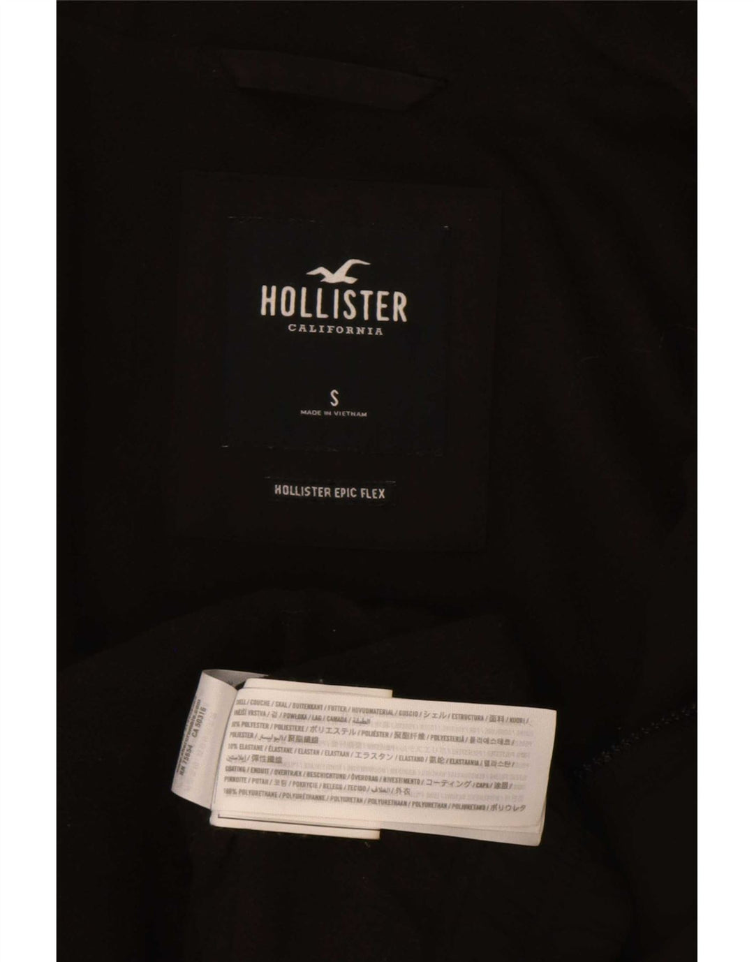 Męska kurtka bomber z kapturem i grafiką Hollister UK 36, mały, czarny poliester