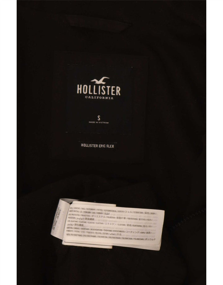 Męska kurtka bomber z kapturem i grafiką Hollister UK 36, mały, czarny poliester
