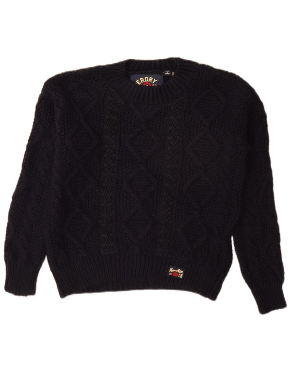 SUPERDRY Damski sweter oversize z dekoltem w łódkę UK 8, mały, granatowy