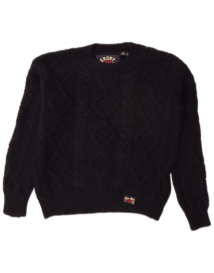 SUPERDRY Damski sweter oversize z dekoltem w łódkę UK 8, mały, granatowy