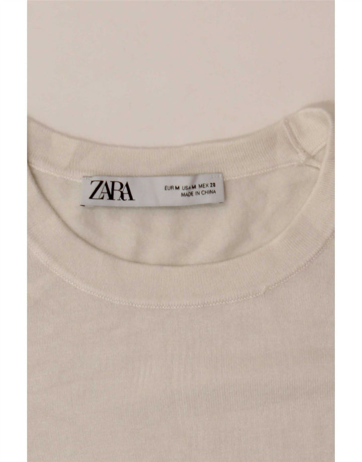 Sweter damski Zara z okrągłym dekoltem UK 12, średni biały