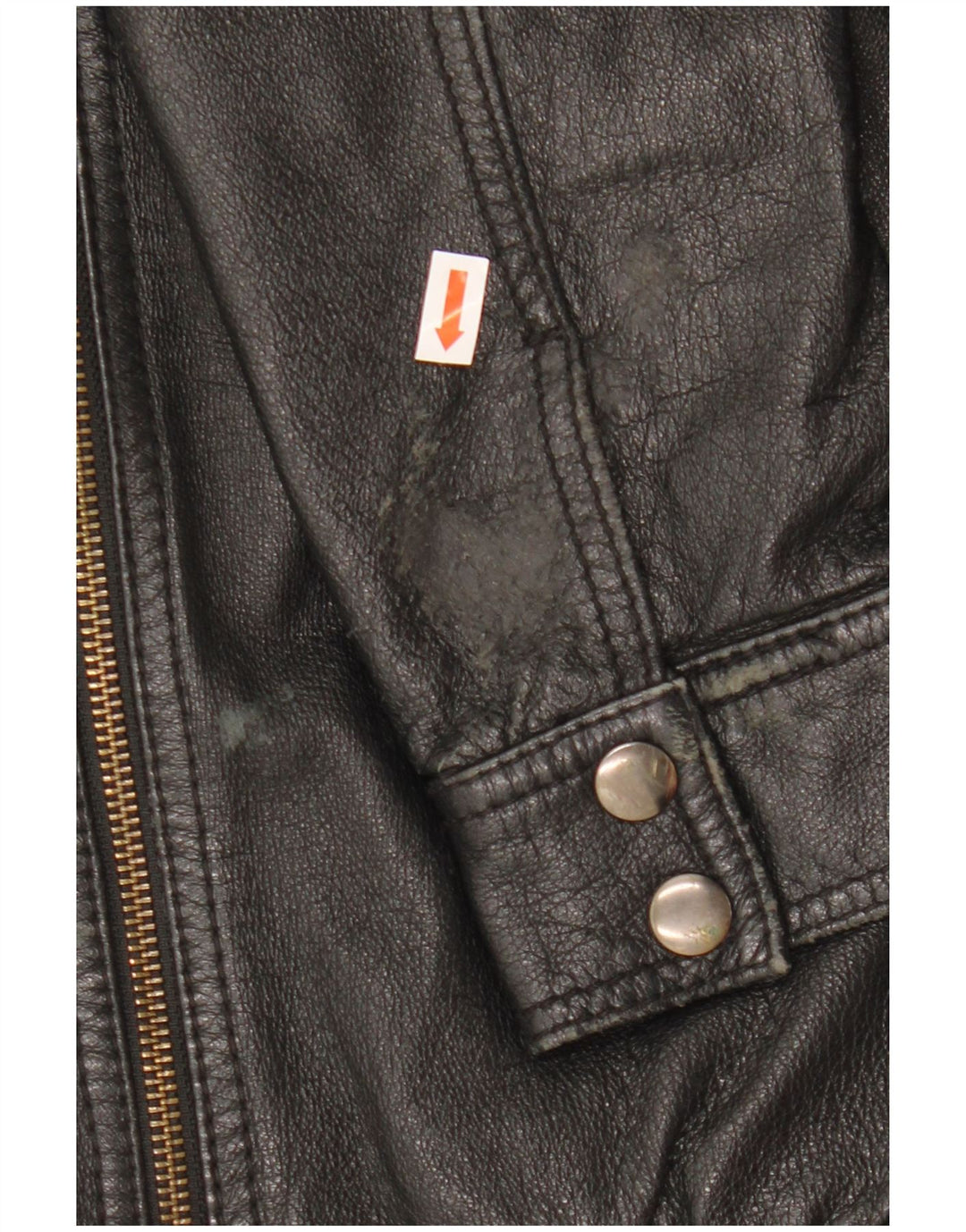 H&M Damska kurtka skórzana typu Crop EU 38, średnia czarna skóra