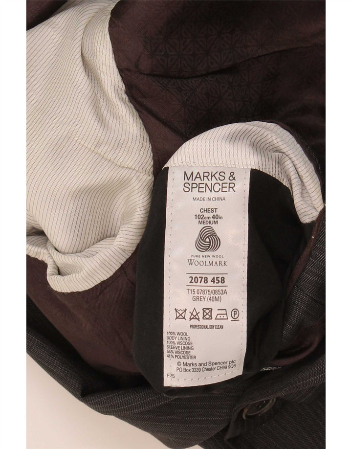 Marks & Spencer Męska marynarka zapinana na 2 guziki UK 40 w średnie szare prążki