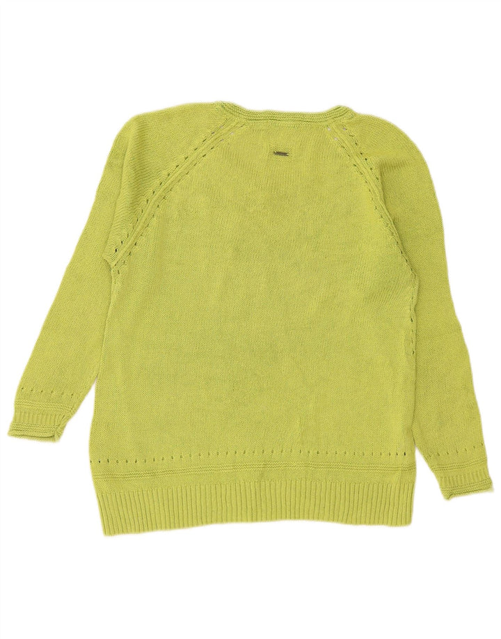 Damski sweter White Stuff z dekoltem w kształcie litery V, UK 8, mały, zielony, bawełniany