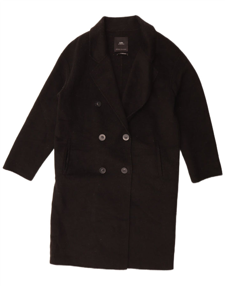 Damski płaszcz oversize z podwójnymi piersiami Zara UK 10 Small, czarna wełna