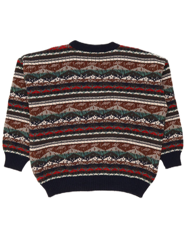 Vintage męski sweter z okrągłym dekoltem XL, wielokolorowy Fair Isle
