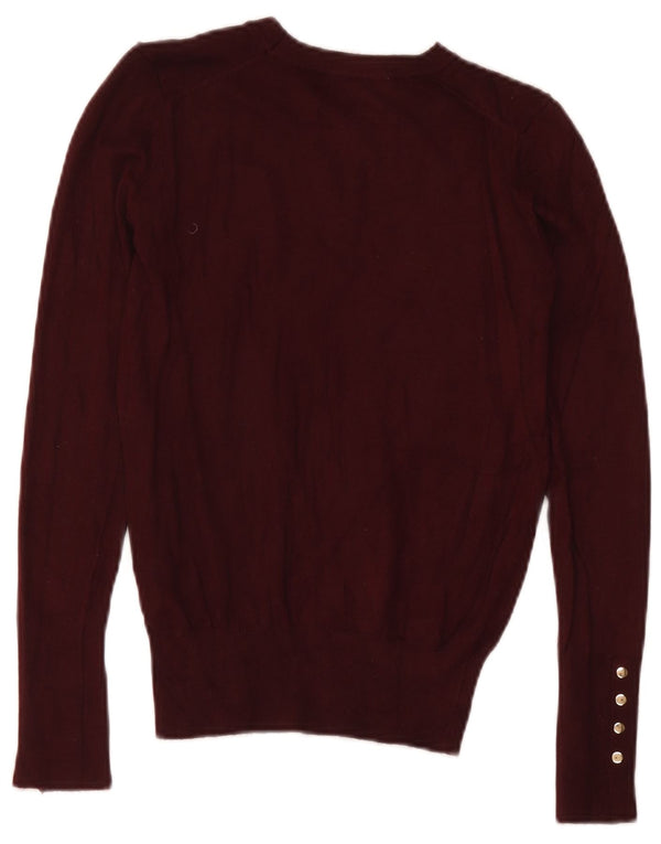 Damski sweter Zara z dekoltem w łódkę UK 8 Small Burgundowa wiskoza