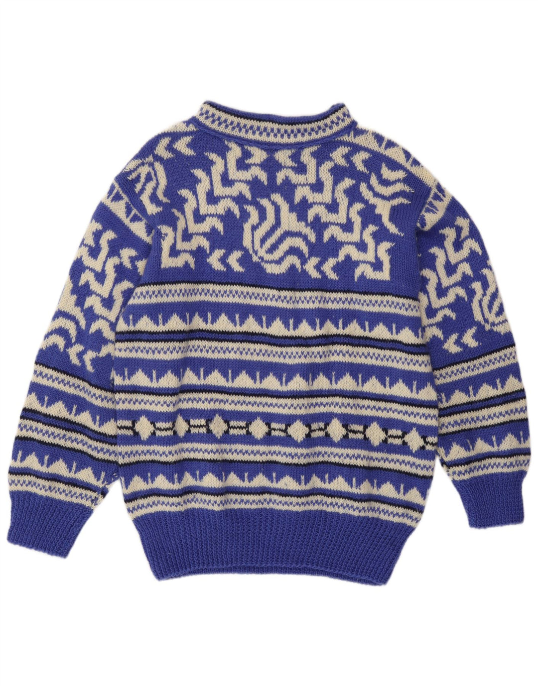 Vintage męski sweter z golfem, średnioniebieski, geometryczny