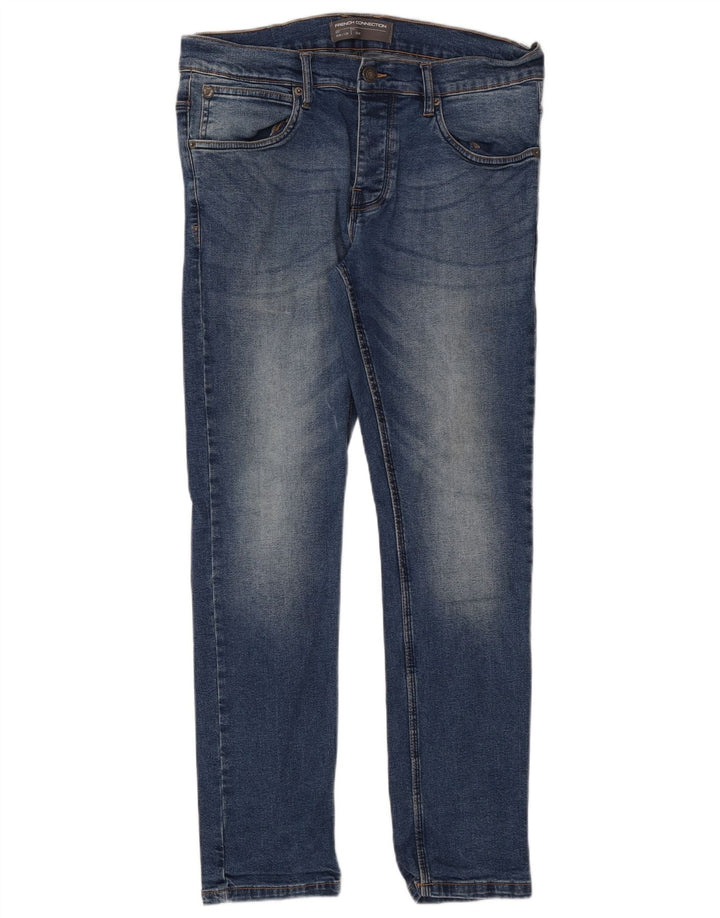 FRENCH CONNECTION Męskie jeansy slim W34 L30 Niebieska bawełna