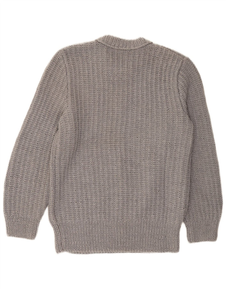 Vintage męski sweter z dekoltem w łódkę, średnio szary