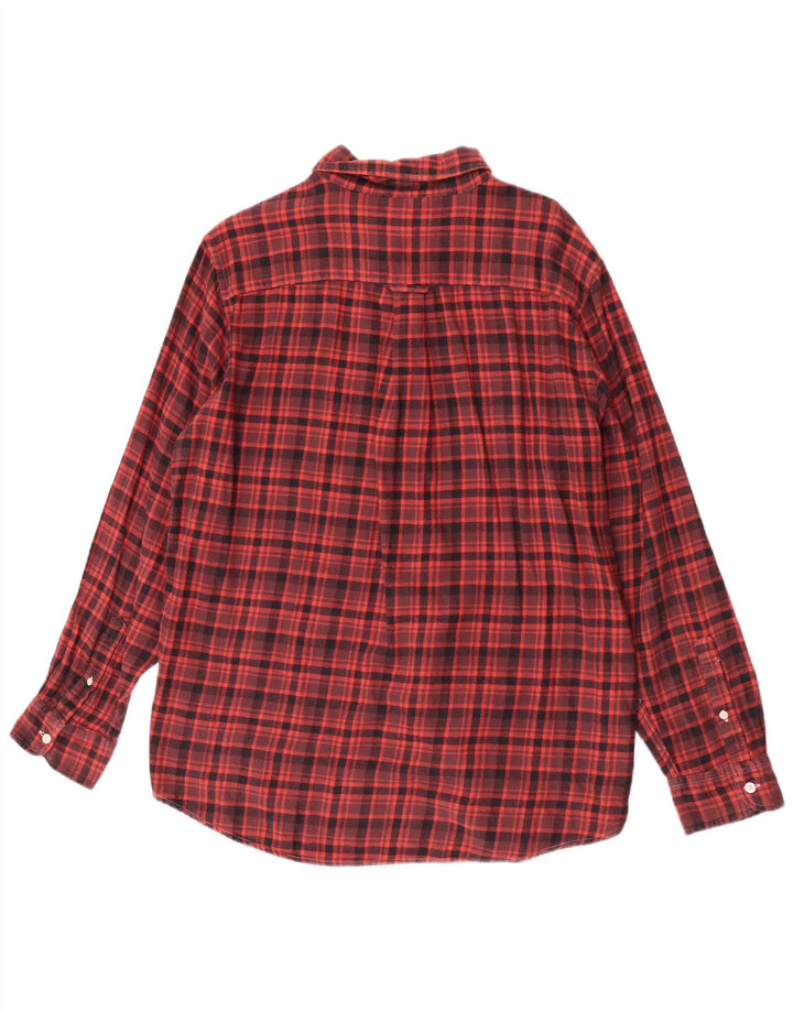 Męska koszula flanelowa Chaps, duża, bordowa, bawełniana w kratę