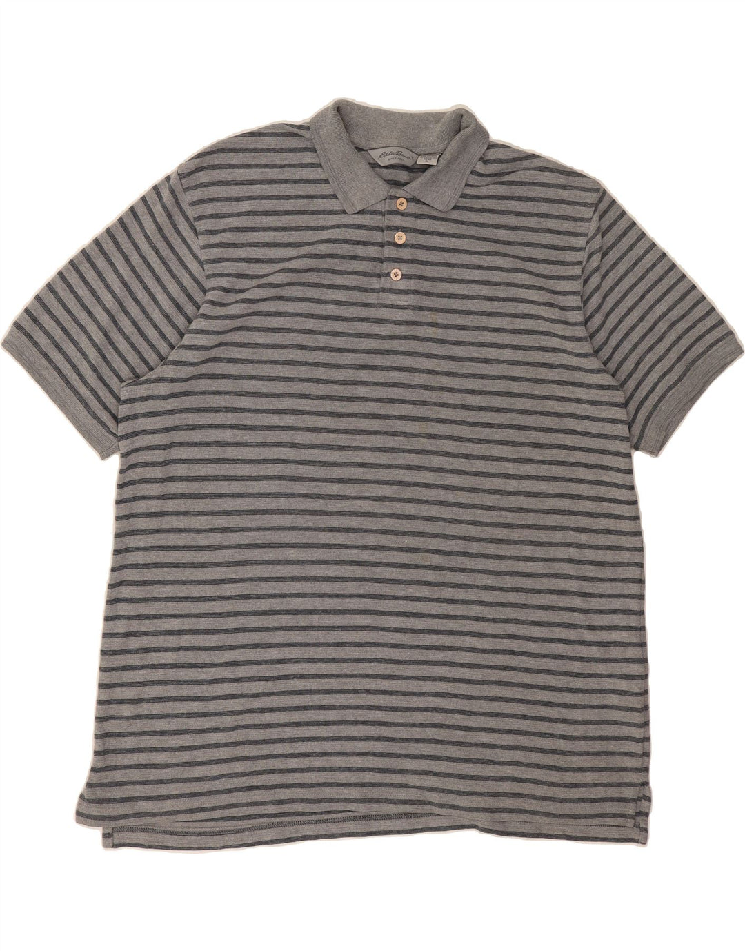 EDDIE BAUER Mens Polo Shirt XL Grey Striped Cotton Vintage Eddie Bauer and Second-Hand Eddie Bauer from Messina Hembry 