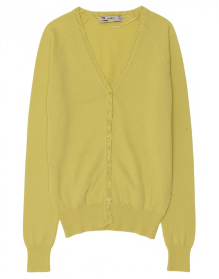 Sweter damski Zara Cardigan UK 12 Średni żółty bawełniany