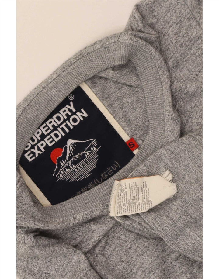 Męski top Superdry z grafiką, długim rękawem, małą, szarą bawełnianą plamką