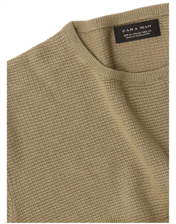 Męski sweter z okrągłym dekoltem Zara, średni khaki