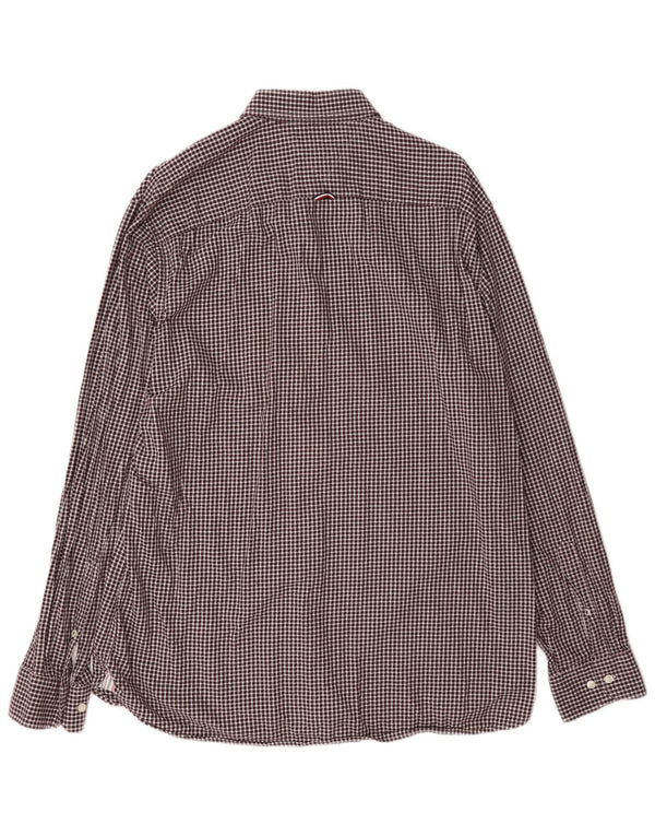 Męska koszula flanelowa Tommy Hilfiger XL, bordowa bawełniana kratka