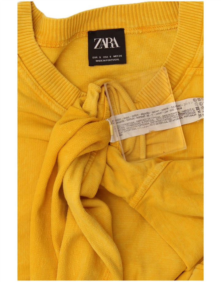 Damski sweter oversize Zara UK 10, mały, żółty, bawełniany