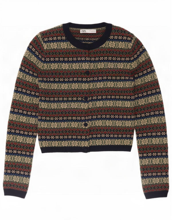 Sweter damski Zara Cardigan UK 10, mały, wielokolorowy, poliamid Fair Isle