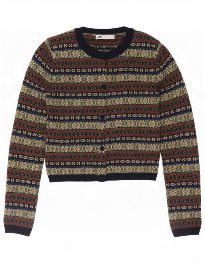 Sweter damski Zara Cardigan UK 10, mały, wielokolorowy, poliamid Fair Isle
