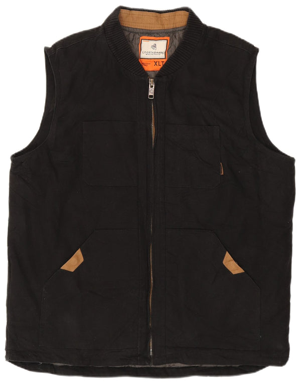 Vintage męska wysoka kamizelka Utility UK 42 XL, czarna bawełna