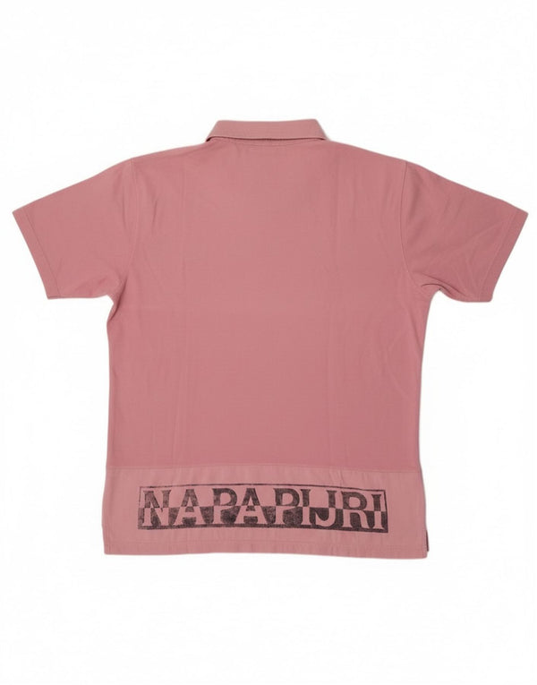 Napapijri Mens Graphic Polo Shirt 2XL Pink Cotton