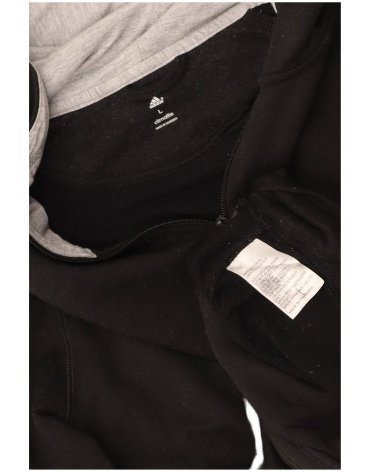 ADIDAS Womens Climalite Zip Hoodie Sweater UK 14 Large Black Polyester