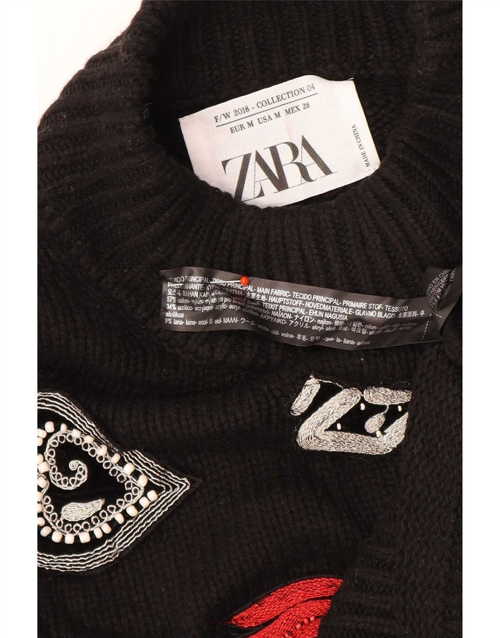 Damski sweter z golfem Zara UK 12, średni czarny